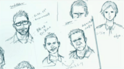 Character sketches, from left to right, top to bottom: Goodfellow, possibly Slash, Edge, Omega, Viper