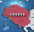 Erusean borders during the Lighthouse War on OBC; note that Osea does not recognize Erusea's claim on Gunther