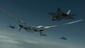 The Arkbird being escorted by two F-22As and two YF-23s