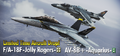 Banner advertising the aircraft and the F/A-18F -Jolly Rogers-