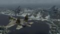 在修提亞城附近飛行的Su-27、Su-35、及Su-37